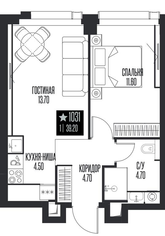 1-BD Apartment Sale, 39.2 sq. m. at Ice Towers, State Nature Reserve of Regional Significance Forest on the Samorodinka River, Moscow, Russia #1