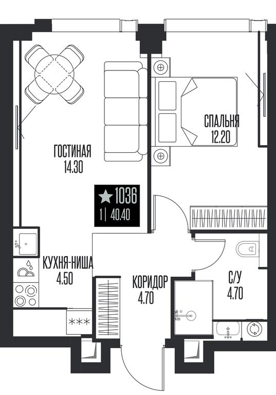 1-BD Apartment Sale, 40.4 sq. m. at Ice Towers, State Nature Reserve of Regional Significance Forest on the Samorodinka River, Moscow, Russia #1