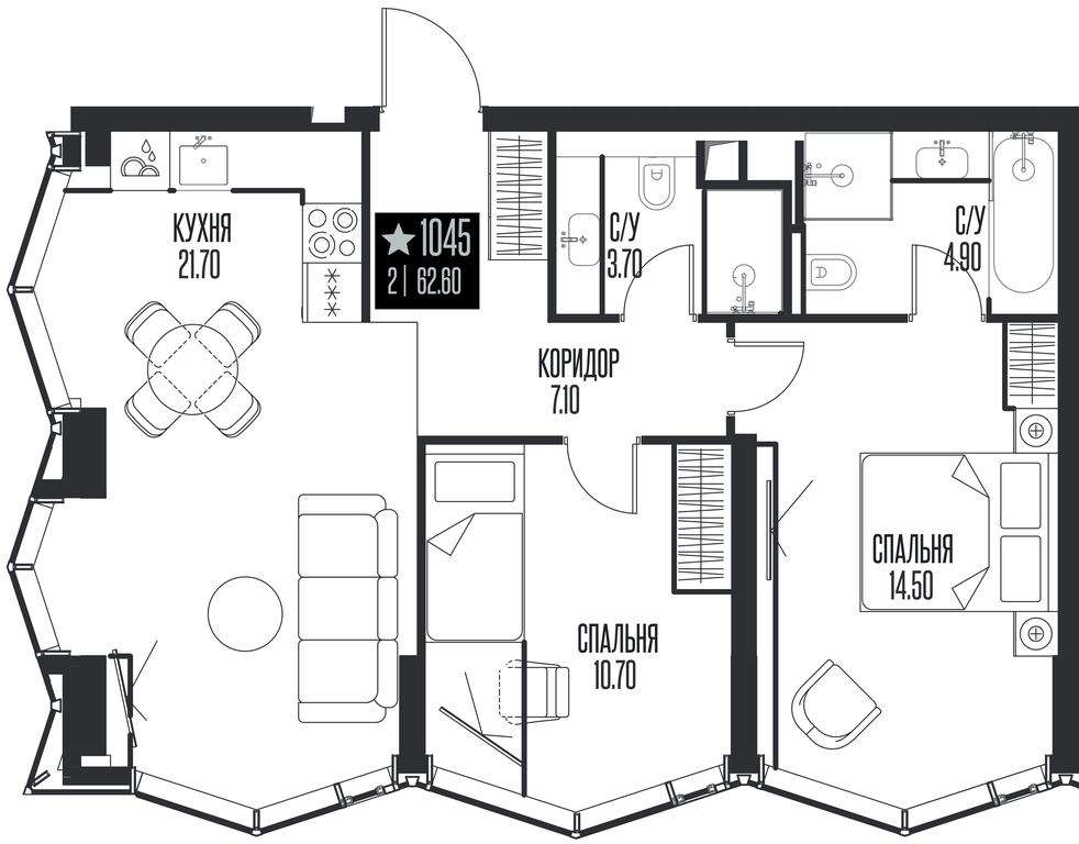 2-BD Apartment Sale, 62.6 sq. m. at Ice Towers, State Nature Reserve of Regional Significance Forest on the Samorodinka River, Moscow, Russia #1 2-BD Apartment Sale, 62.6 sq. m. at Ice Towers, State Nature Reserve of Regional Significance Forest on the Samorodinka River, Moscow, Russia #1