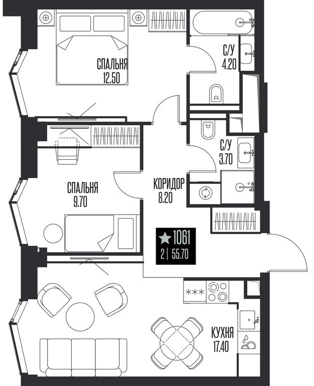 2-BD Apartment Sale, 55.7平方米 at Ice Towers, State Nature Reserve of Regional Significance Forest on the Samorodinka River, Moscow, Russia #1 2-BD Apartment Sale, 55.7平方米 at Ice Towers, State Nature Reserve of Regional Significance Forest on the Samorodinka River, Moscow, Russia #1