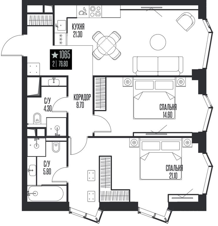 2-BD Apartment Sale, 76.8平方米 at Ice Towers, State Nature Reserve of Regional Significance Forest on the Samorodinka River, Moscow, Russia #1 2-BD Apartment Sale, 76.8平方米 at Ice Towers, State Nature Reserve of Regional Significance Forest on the Samorodinka River, Moscow, Russia #1