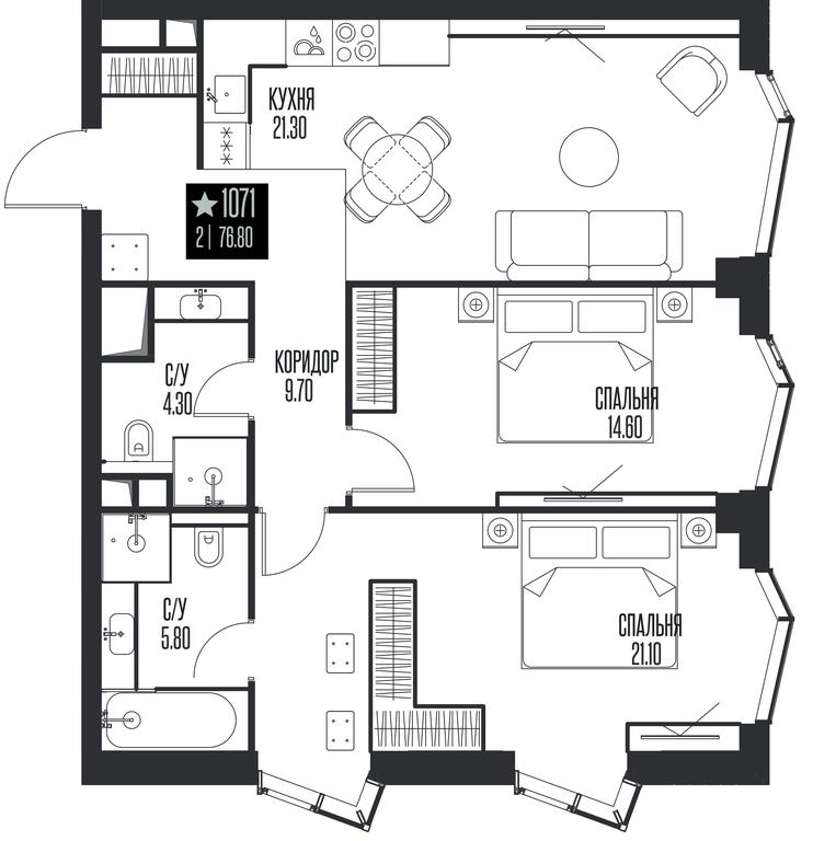 2-BD Apartment Sale, 76.8平方米 at Ice Towers, State Nature Reserve of Regional Significance Forest on the Samorodinka River, Moscow, Russia #1 2-BD Apartment Sale, 76.8平方米 at Ice Towers, State Nature Reserve of Regional Significance Forest on the Samorodinka River, Moscow, Russia #1