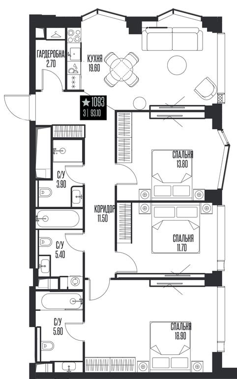 3-BD Apartment Sale, 93.1 sq. m. at Ice Towers, State Nature Reserve of Regional Significance Forest on the Samorodinka River, Moscow, Russia #1