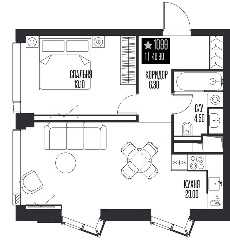 1-BD Apartment Sale, 46.9 sq. m. at Ice Towers, State Nature Reserve of Regional Significance Forest on the Samorodinka River, Moscow, Russia #1 1-BD Apartment Sale, 46.9 sq. m. at Ice Towers, State Nature Reserve of Regional Significance Forest on the Samorodinka River, Moscow, Russia #1
