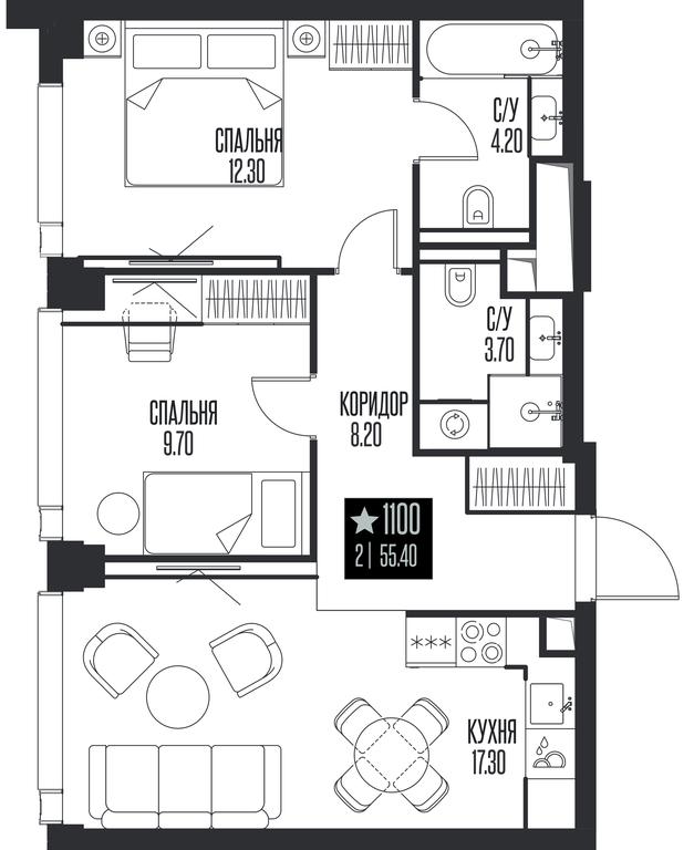 2-BD Apartment Sale, 55.4 sq. m. at Ice Towers, State Nature Reserve of Regional Significance Forest on the Samorodinka River, Moscow, Russia #1 2-BD Apartment Sale, 55.4 sq. m. at Ice Towers, State Nature Reserve of Regional Significance Forest on the Samorodinka River, Moscow, Russia #1