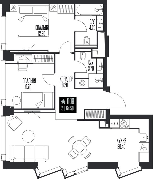 2-BD Apartment Sale, 64.5 sq. m. at Ice Towers, State Nature Reserve of Regional Significance Forest on the Samorodinka River, Moscow, Russia #1 2-BD Apartment Sale, 64.5 sq. m. at Ice Towers, State Nature Reserve of Regional Significance Forest on the Samorodinka River, Moscow, Russia #1