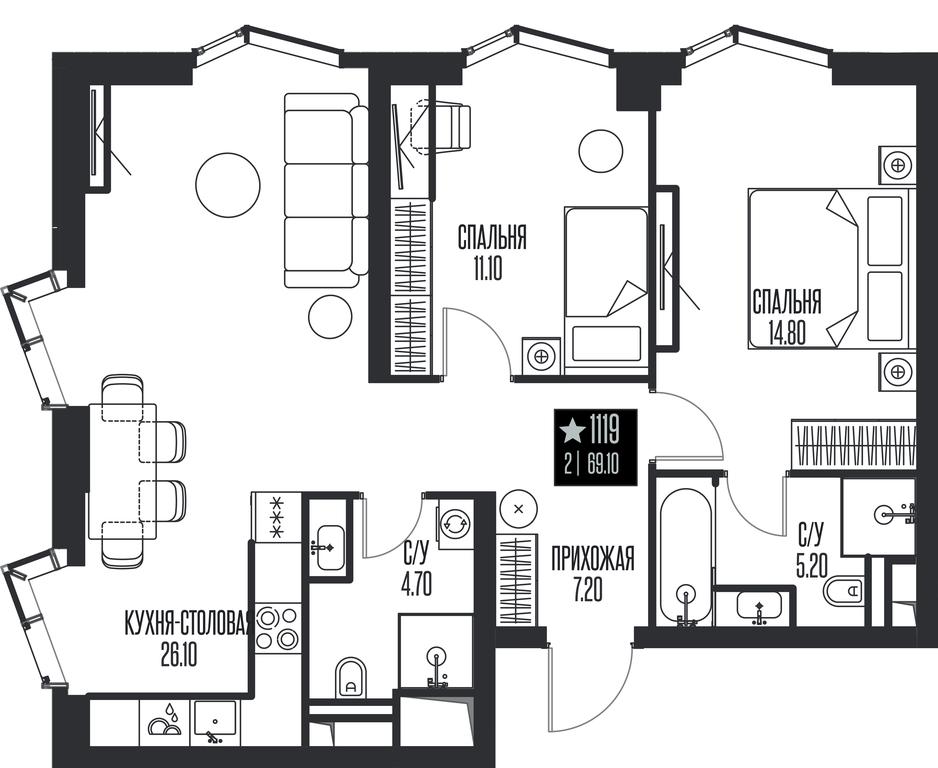 2-BD Apartment Sale, 69.1 sq. m. at Ice Towers, State Nature Reserve of Regional Significance Forest on the Samorodinka River, Moscow, Russia #1 2-BD Apartment Sale, 69.1 sq. m. at Ice Towers, State Nature Reserve of Regional Significance Forest on the Samorodinka River, Moscow, Russia #1