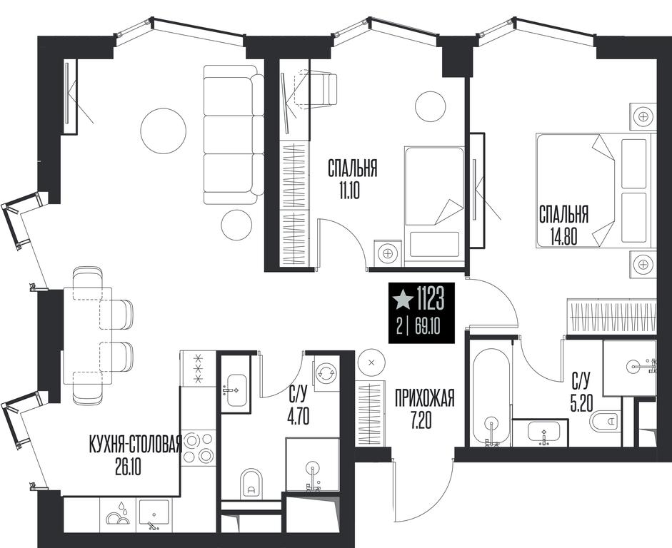 2-BD Apartment Sale, 69.1 sq. m. at Ice Towers, State Nature Reserve of Regional Significance Forest on the Samorodinka River, Moscow, Russia #1 2-BD Apartment Sale, 69.1 sq. m. at Ice Towers, State Nature Reserve of Regional Significance Forest on the Samorodinka River, Moscow, Russia #1