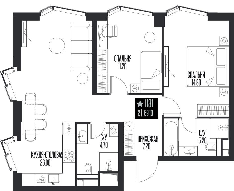 2-BD Apartment Sale, 69.1平方米 at Ice Towers, State Nature Reserve of Regional Significance Forest on the Samorodinka River, Moscow, Russia #1 2-BD Apartment Sale, 69.1平方米 at Ice Towers, State Nature Reserve of Regional Significance Forest on the Samorodinka River, Moscow, Russia #1