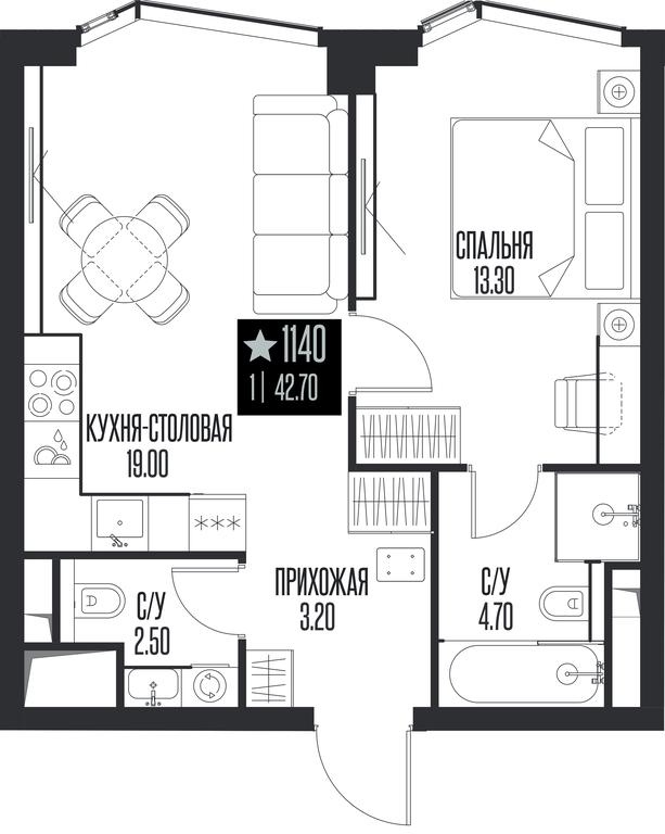 1-BD Apartment Sale, 42.7 sq. m. at Ice Towers, State Nature Reserve of Regional Significance Forest on the Samorodinka River, Moscow, Russia #1