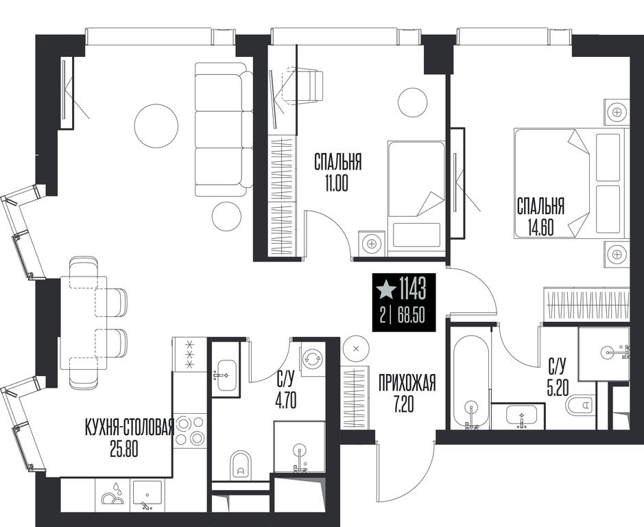 Продажа 2-комн. квартиры, 68,5 м² в ЖК «Ice Towers (Айс Товерс)», государственный природный заказник регионального значения Лес на реке Самородинке, Москва, Россия #1