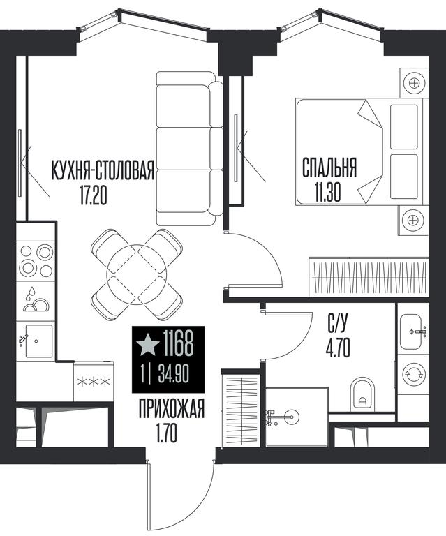 1-BD Apartment Sale, 34.9 sq. m. at Ice Towers, State Nature Reserve of Regional Significance Forest on the Samorodinka River, Moscow, Russia #1