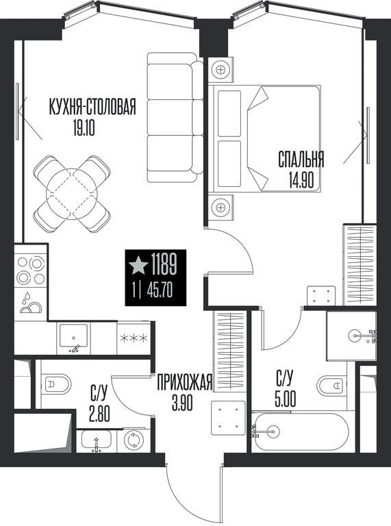 1-BD Apartment Sale, 45.7 sq. m. at Ice Towers, State Nature Reserve of Regional Significance Forest on the Samorodinka River, Moscow, Russia #1 1-BD Apartment Sale, 45.7 sq. m. at Ice Towers, State Nature Reserve of Regional Significance Forest on the Samorodinka River, Moscow, Russia #1
