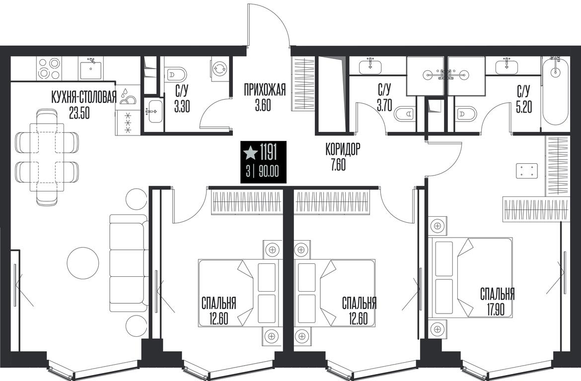 3-BD Apartment Sale, 90 sq. m. at Ice Towers, State Nature Reserve of Regional Significance Forest on the Samorodinka River, Moscow, Russia #1