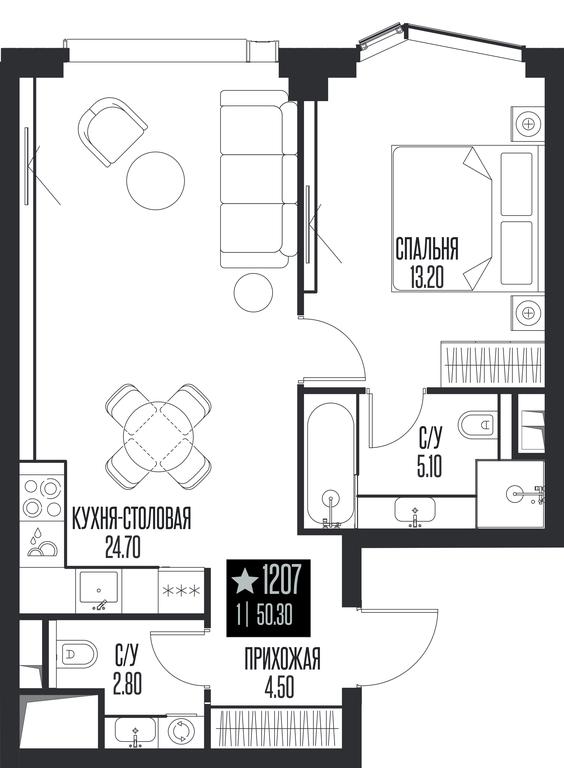 Продажа 1-комн. квартиры, 50,3 м² в ЖК «Ice Towers (Айс Товерс)», государственный природный заказник регионального значения Лес на реке Самородинке, Москва, Россия #1