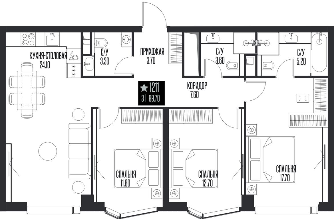 3-BD Apartment Sale, 89.7 sq. m. at Ice Towers, State Nature Reserve of Regional Significance Forest on the Samorodinka River, Moscow, Russia #1
