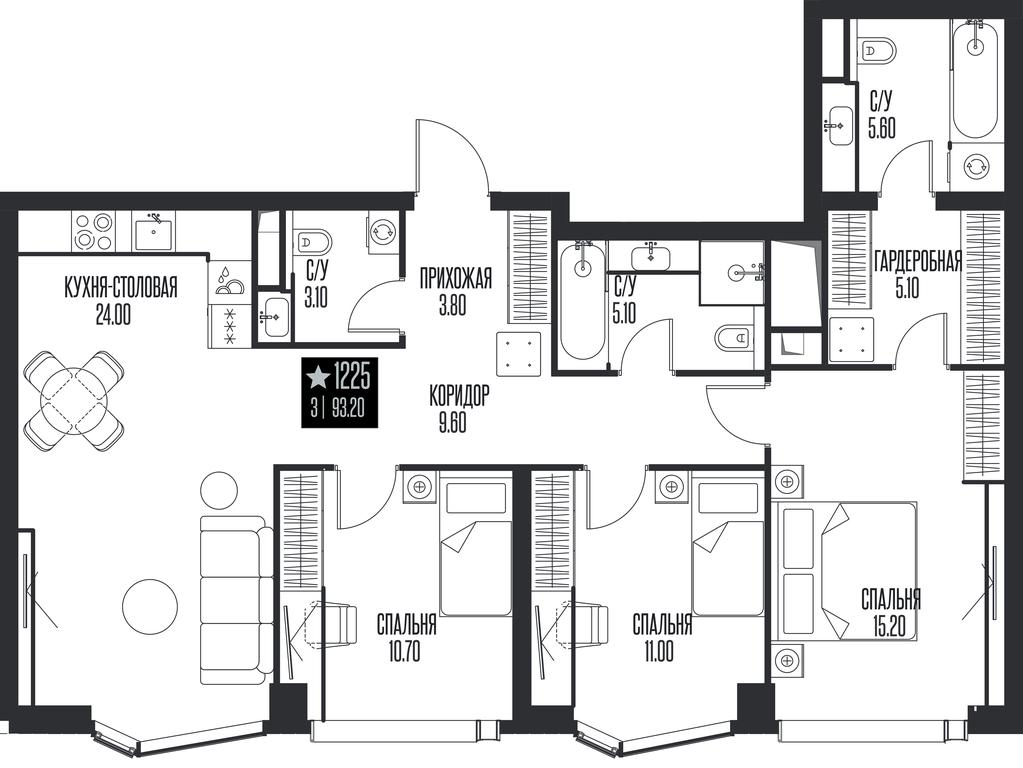 3-BD Apartment Sale, 93.2 sq. m. at Ice Towers, State Nature Reserve of Regional Significance Forest on the Samorodinka River, Moscow, Russia #1