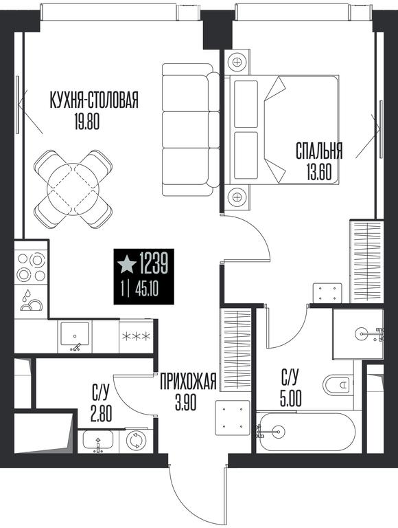 1-BD Apartment Sale, 45.1平方米 at Ice Towers, State Nature Reserve of Regional Significance Forest on the Samorodinka River, Moscow, Russia #1 1-BD Apartment Sale, 45.1平方米 at Ice Towers, State Nature Reserve of Regional Significance Forest on the Samorodinka River, Moscow, Russia #1