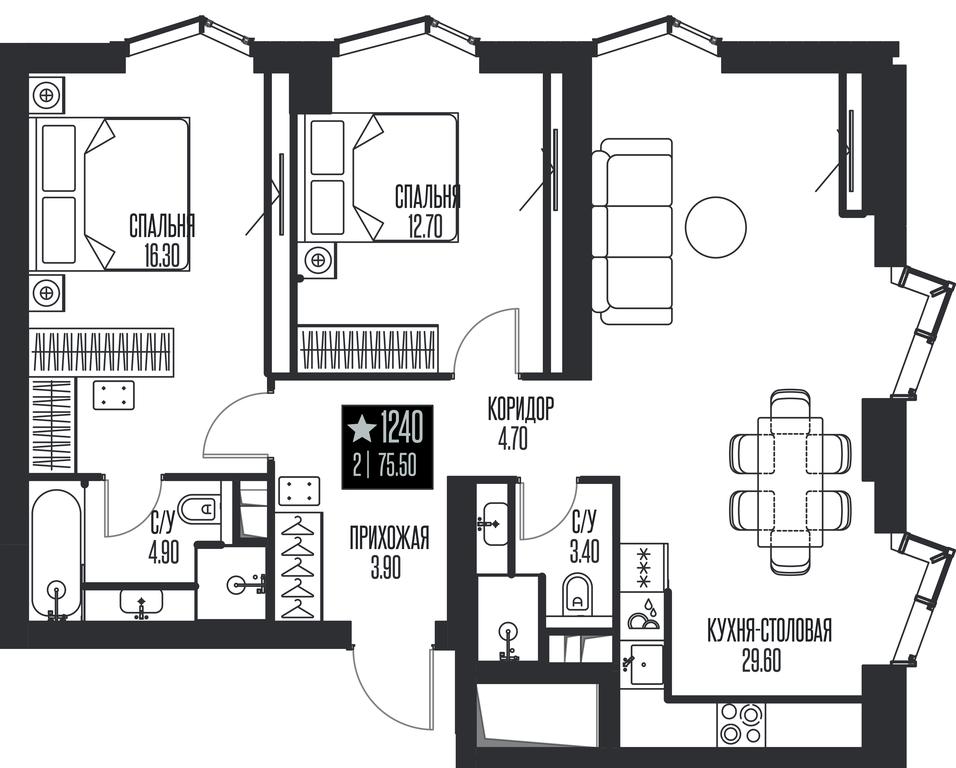 2-BD Apartment Sale, 75.5 sq. m. at Ice Towers, State Nature Reserve of Regional Significance Forest on the Samorodinka River, Moscow, Russia #1
