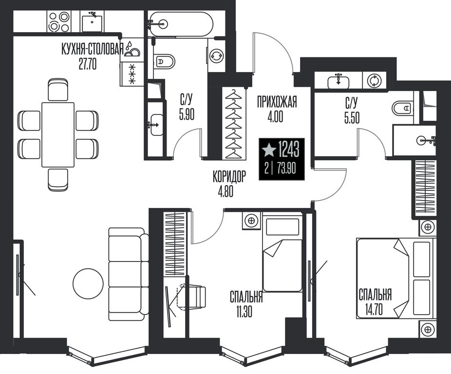 2-BD Apartment Sale, 73.9 sq. m. at Ice Towers, State Nature Reserve of Regional Significance Forest on the Samorodinka River, Moscow, Russia #1 2-BD Apartment Sale, 73.9 sq. m. at Ice Towers, State Nature Reserve of Regional Significance Forest on the Samorodinka River, Moscow, Russia #1