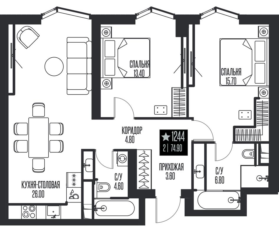 2-BD Apartment Sale, 74.9 sq. m. at Ice Towers, State Nature Reserve of Regional Significance Forest on the Samorodinka River, Moscow, Russia #1 2-BD Apartment Sale, 74.9 sq. m. at Ice Towers, State Nature Reserve of Regional Significance Forest on the Samorodinka River, Moscow, Russia #1