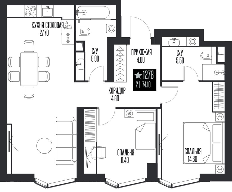 2-BD Apartment Sale, 74.1 sq. m. at Ice Towers, State Nature Reserve of Regional Significance Forest on the Samorodinka River, Moscow, Russia #1 2-BD Apartment Sale, 74.1 sq. m. at Ice Towers, State Nature Reserve of Regional Significance Forest on the Samorodinka River, Moscow, Russia #1