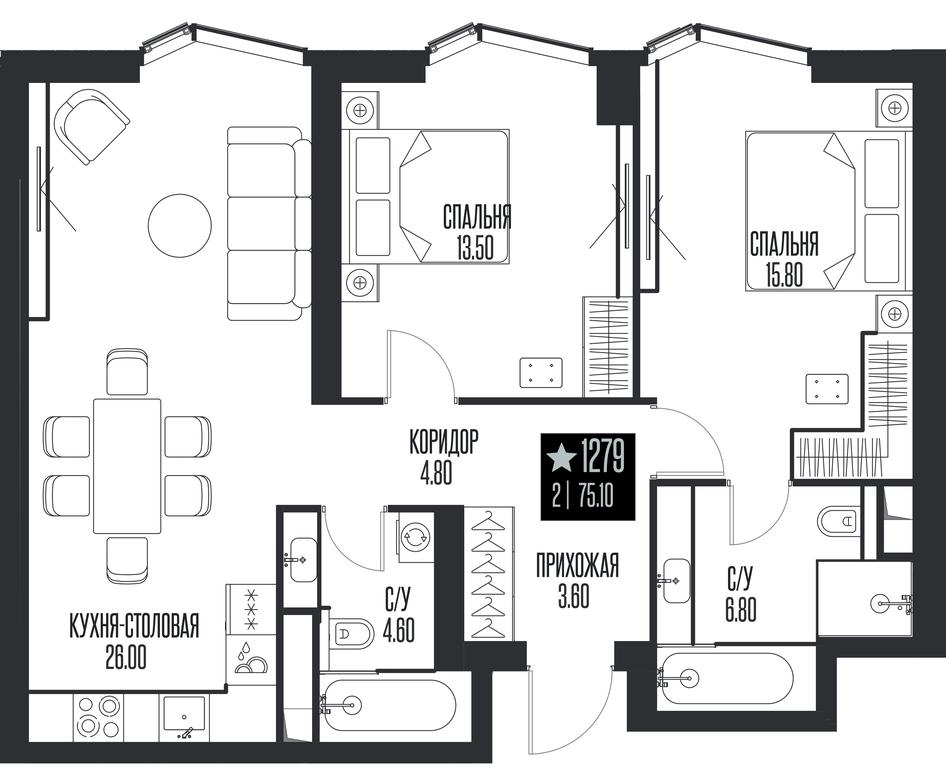 2-BD Apartment Sale, 75.1平方米 at Ice Towers, State Nature Reserve of Regional Significance Forest on the Samorodinka River, Moscow, Russia #1 2-BD Apartment Sale, 75.1平方米 at Ice Towers, State Nature Reserve of Regional Significance Forest on the Samorodinka River, Moscow, Russia #1