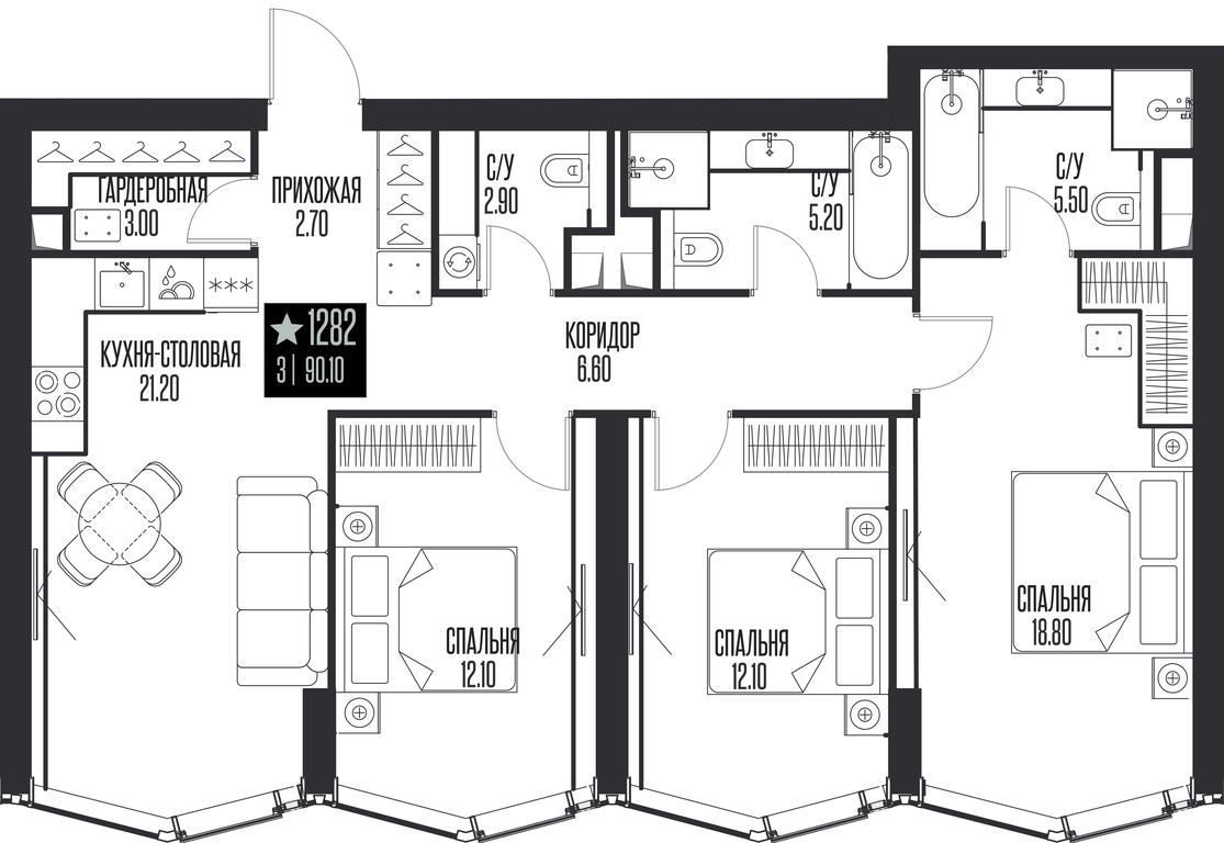 Продажа 3-комн. квартиры, 90,1 м² в ЖК «Ice Towers (Айс Товерс)», государственный природный заказник регионального значения Лес на реке Самородинке, Москва, Россия #1 Продажа 3-комн. квартиры, 90,1 м² в ЖК «Ice Towers (Айс Товерс)», государственный природный заказник регионального значения Лес на реке Самородинке, Москва, Россия #1