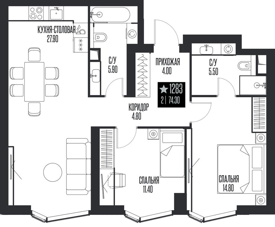 2-BD Apartment Sale, 74.3平方米 at Ice Towers, State Nature Reserve of Regional Significance Forest on the Samorodinka River, Moscow, Russia #1 2-BD Apartment Sale, 74.3平方米 at Ice Towers, State Nature Reserve of Regional Significance Forest on the Samorodinka River, Moscow, Russia #1