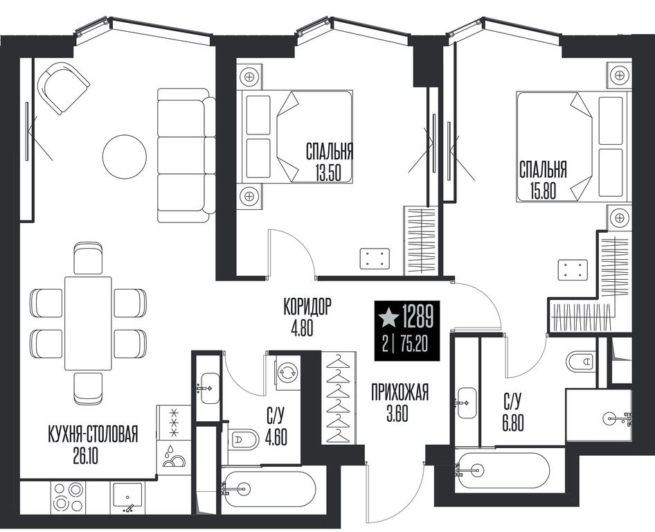2-BD Apartment Sale, 75.2平方米 at Ice Towers, State Nature Reserve of Regional Significance Forest on the Samorodinka River, Moscow, Russia #1 2-BD Apartment Sale, 75.2平方米 at Ice Towers, State Nature Reserve of Regional Significance Forest on the Samorodinka River, Moscow, Russia #1