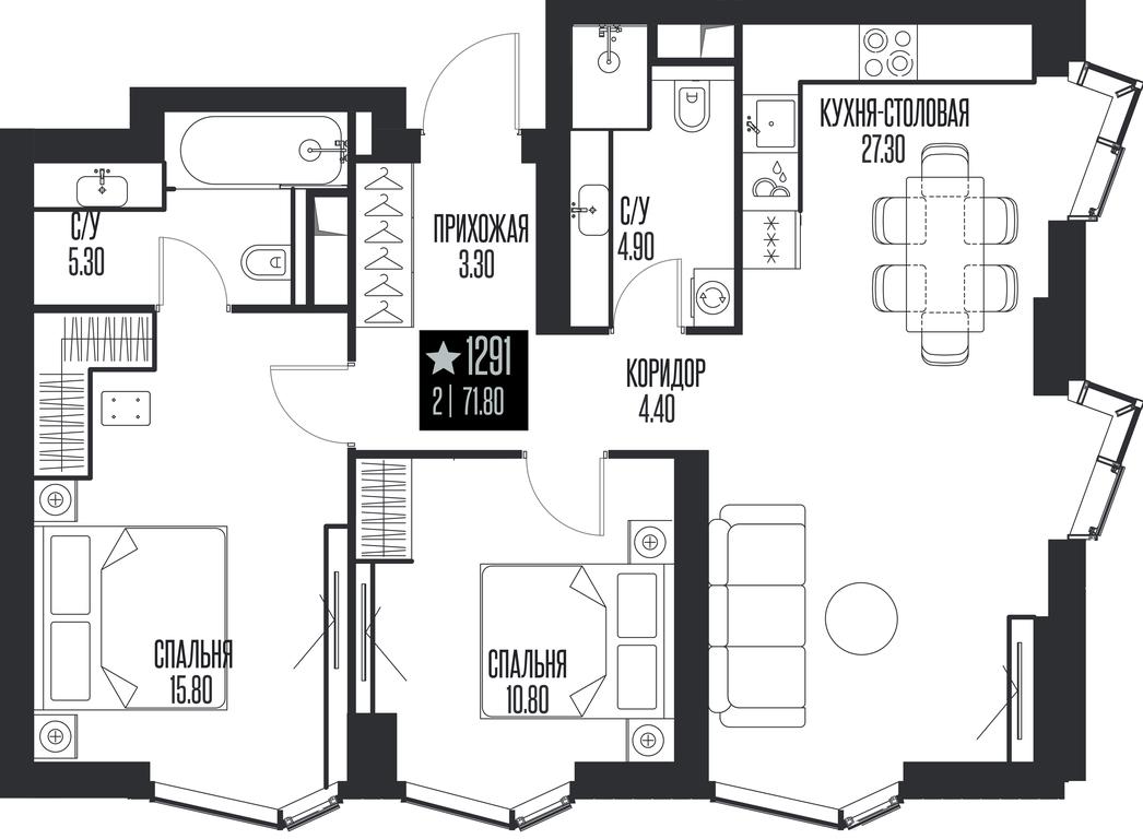 2-BD Apartment Sale, 71.8平方米 at Ice Towers, State Nature Reserve of Regional Significance Forest on the Samorodinka River, Moscow, Russia #1 2-BD Apartment Sale, 71.8平方米 at Ice Towers, State Nature Reserve of Regional Significance Forest on the Samorodinka River, Moscow, Russia #1