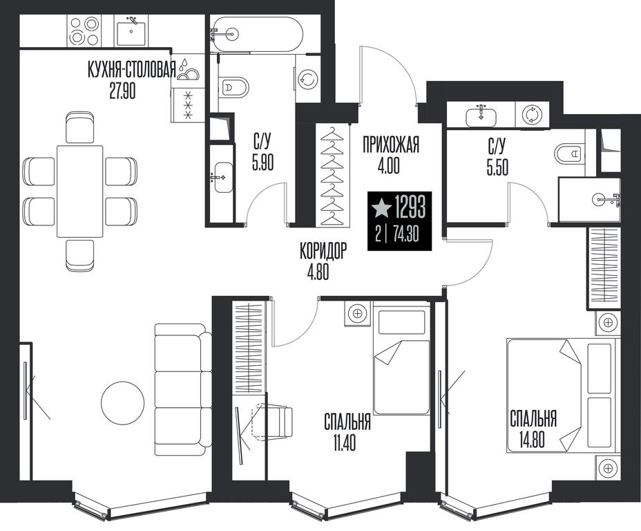 2-BD Apartment Sale, 74.3平方米 at Ice Towers, State Nature Reserve of Regional Significance Forest on the Samorodinka River, Moscow, Russia #1 2-BD Apartment Sale, 74.3平方米 at Ice Towers, State Nature Reserve of Regional Significance Forest on the Samorodinka River, Moscow, Russia #1