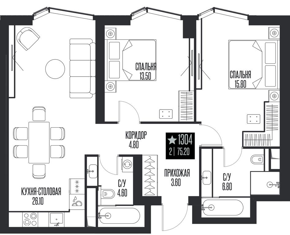 2-BD Apartment Sale, 75.2平方米 at Ice Towers, State Nature Reserve of Regional Significance Forest on the Samorodinka River, Moscow, Russia #1 2-BD Apartment Sale, 75.2平方米 at Ice Towers, State Nature Reserve of Regional Significance Forest on the Samorodinka River, Moscow, Russia #1