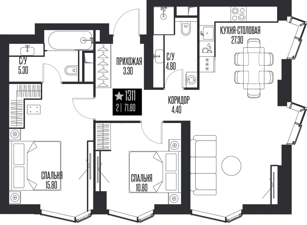2-BD Apartment Sale, 71.8 sq. m. at Ice Towers, State Nature Reserve of Regional Significance Forest on the Samorodinka River, Moscow, Russia #1 2-BD Apartment Sale, 71.8 sq. m. at Ice Towers, State Nature Reserve of Regional Significance Forest on the Samorodinka River, Moscow, Russia #1