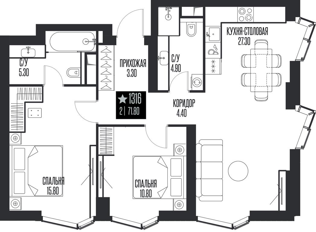 2-BD Apartment Sale, 71.8 sq. m. at Ice Towers, State Nature Reserve of Regional Significance Forest on the Samorodinka River, Moscow, Russia #1 2-BD Apartment Sale, 71.8 sq. m. at Ice Towers, State Nature Reserve of Regional Significance Forest on the Samorodinka River, Moscow, Russia #1