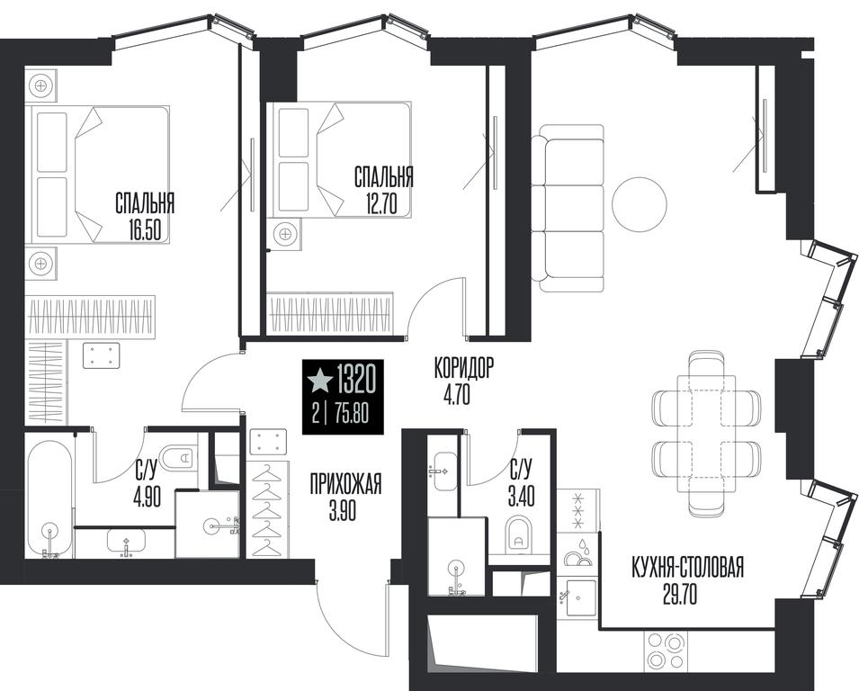 2-BD Apartment Sale, 75.8 sq. m. at Ice Towers, State Nature Reserve of Regional Significance Forest on the Samorodinka River, Moscow, Russia #1 2-BD Apartment Sale, 75.8 sq. m. at Ice Towers, State Nature Reserve of Regional Significance Forest on the Samorodinka River, Moscow, Russia #1