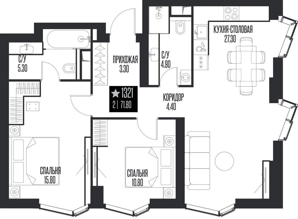 2-BD Apartment Sale, 71.8平方米 at Ice Towers, State Nature Reserve of Regional Significance Forest on the Samorodinka River, Moscow, Russia #1 2-BD Apartment Sale, 71.8平方米 at Ice Towers, State Nature Reserve of Regional Significance Forest on the Samorodinka River, Moscow, Russia #1