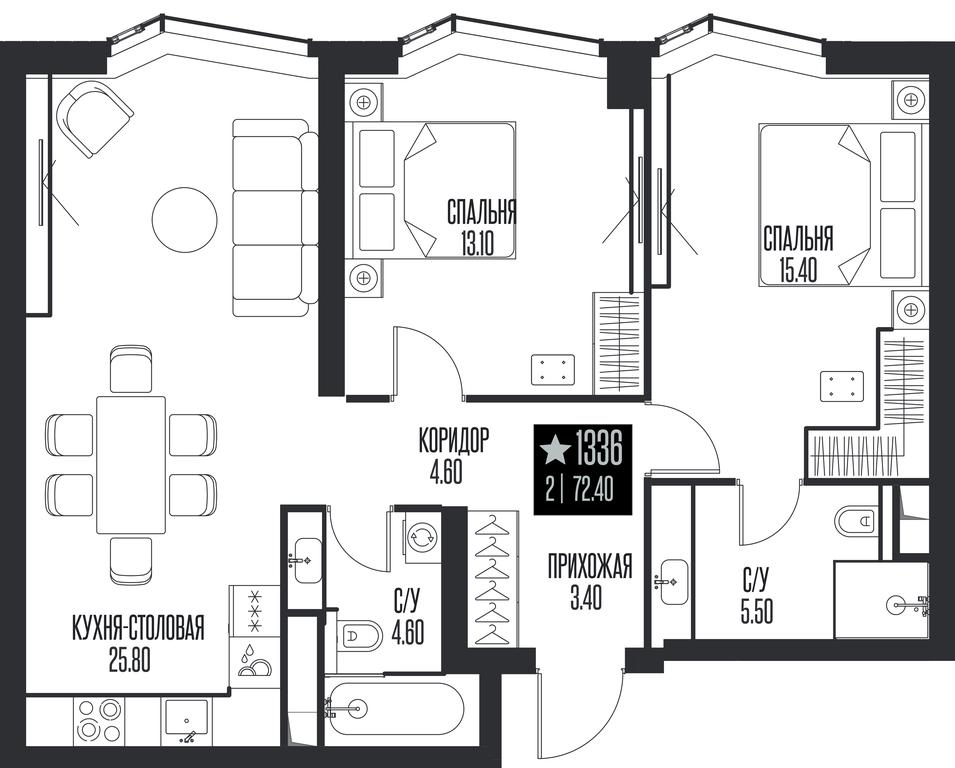 2-BD Apartment Sale, 72.4 sq. m. at Ice Towers, State Nature Reserve of Regional Significance Forest on the Samorodinka River, Moscow, Russia #1 2-BD Apartment Sale, 72.4 sq. m. at Ice Towers, State Nature Reserve of Regional Significance Forest on the Samorodinka River, Moscow, Russia #1