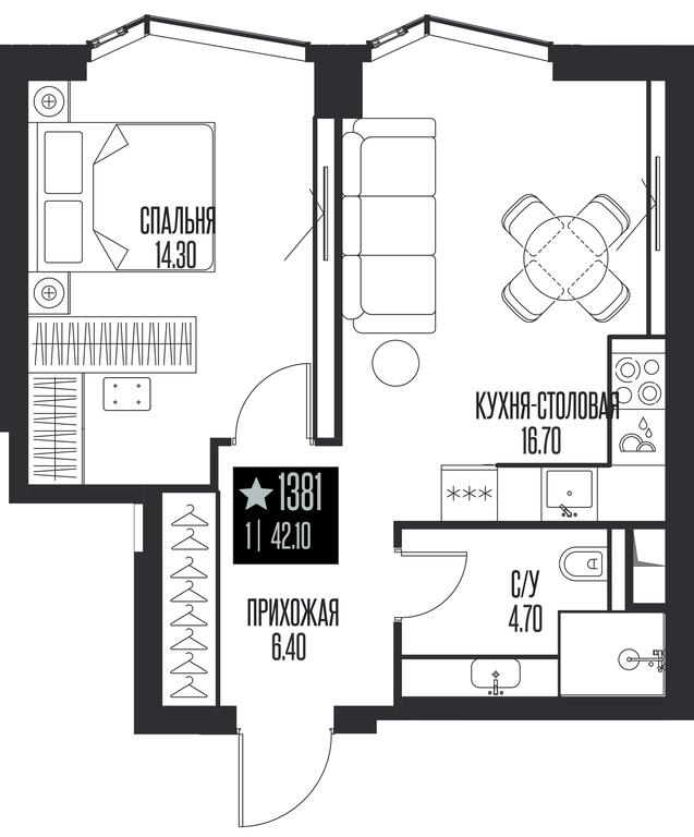 1-BD Apartment Sale, 42.1 sq. m. at Ice Towers, State Nature Reserve of Regional Significance Forest on the Samorodinka River, Moscow, Russia #1