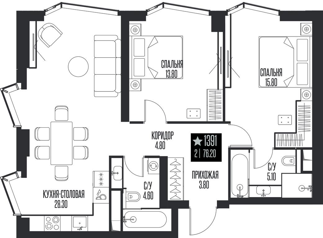 2-BD Apartment Sale, 76.2 sq. m. at Ice Towers, State Nature Reserve of Regional Significance Forest on the Samorodinka River, Moscow, Russia #1 2-BD Apartment Sale, 76.2 sq. m. at Ice Towers, State Nature Reserve of Regional Significance Forest on the Samorodinka River, Moscow, Russia #1