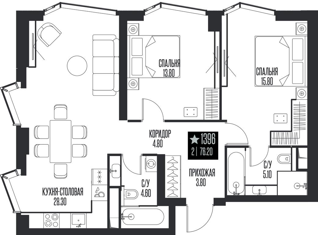 2-BD Apartment Sale, 76.2平方米 at Ice Towers, State Nature Reserve of Regional Significance Forest on the Samorodinka River, Moscow, Russia #1 2-BD Apartment Sale, 76.2平方米 at Ice Towers, State Nature Reserve of Regional Significance Forest on the Samorodinka River, Moscow, Russia #1