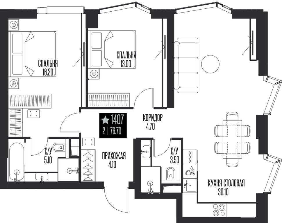 2-BD Apartment Sale, 76.7平方米 at Ice Towers, State Nature Reserve of Regional Significance Forest on the Samorodinka River, Moscow, Russia #1