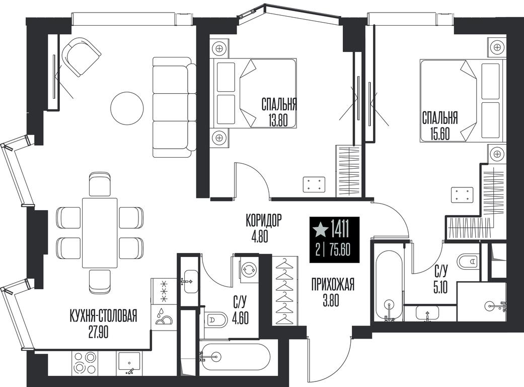 2-BD Apartment Sale, 75.6 sq. m. at Ice Towers, State Nature Reserve of Regional Significance Forest on the Samorodinka River, Moscow, Russia #1 2-BD Apartment Sale, 75.6 sq. m. at Ice Towers, State Nature Reserve of Regional Significance Forest on the Samorodinka River, Moscow, Russia #1
