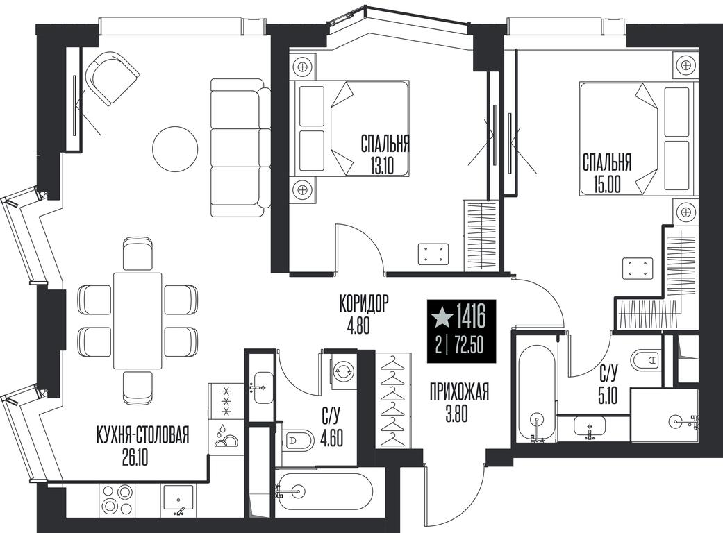 2-BD Apartment Sale, 72.5平方米 at Ice Towers, State Nature Reserve of Regional Significance Forest on the Samorodinka River, Moscow, Russia #1 2-BD Apartment Sale, 72.5平方米 at Ice Towers, State Nature Reserve of Regional Significance Forest on the Samorodinka River, Moscow, Russia #1
