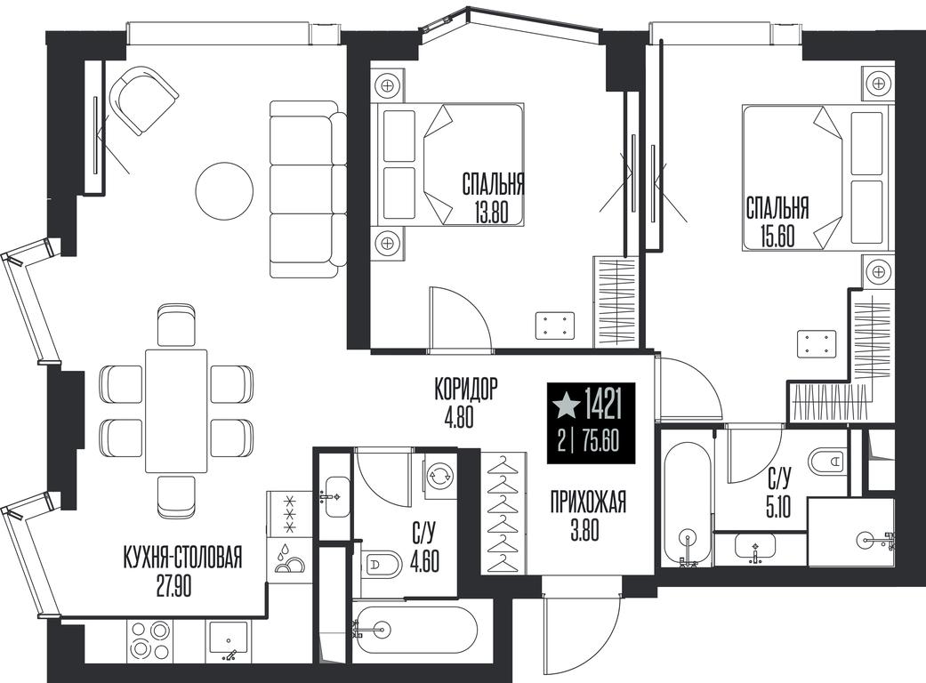 2-BD Apartment Sale, 75.6 sq. m. at Ice Towers, State Nature Reserve of Regional Significance Forest on the Samorodinka River, Moscow, Russia #1 2-BD Apartment Sale, 75.6 sq. m. at Ice Towers, State Nature Reserve of Regional Significance Forest on the Samorodinka River, Moscow, Russia #1