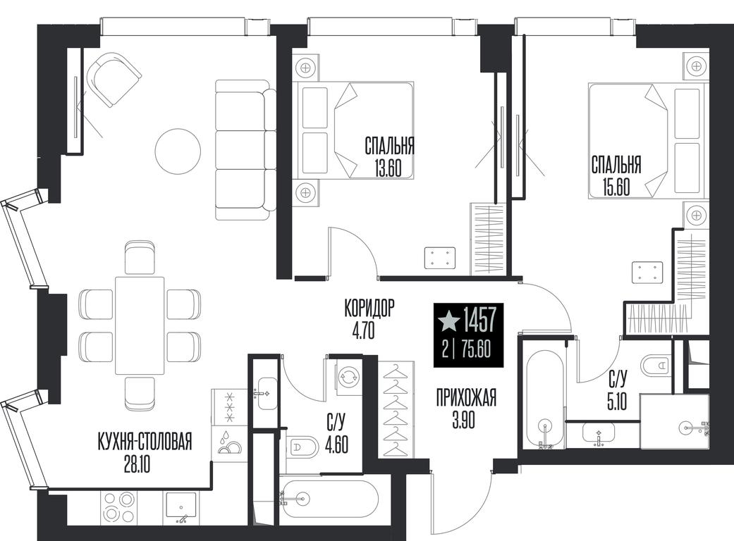 2-BD Apartment Sale, 75.6平方米 at Ice Towers, State Nature Reserve of Regional Significance Forest on the Samorodinka River, Moscow, Russia #1 2-BD Apartment Sale, 75.6平方米 at Ice Towers, State Nature Reserve of Regional Significance Forest on the Samorodinka River, Moscow, Russia #1