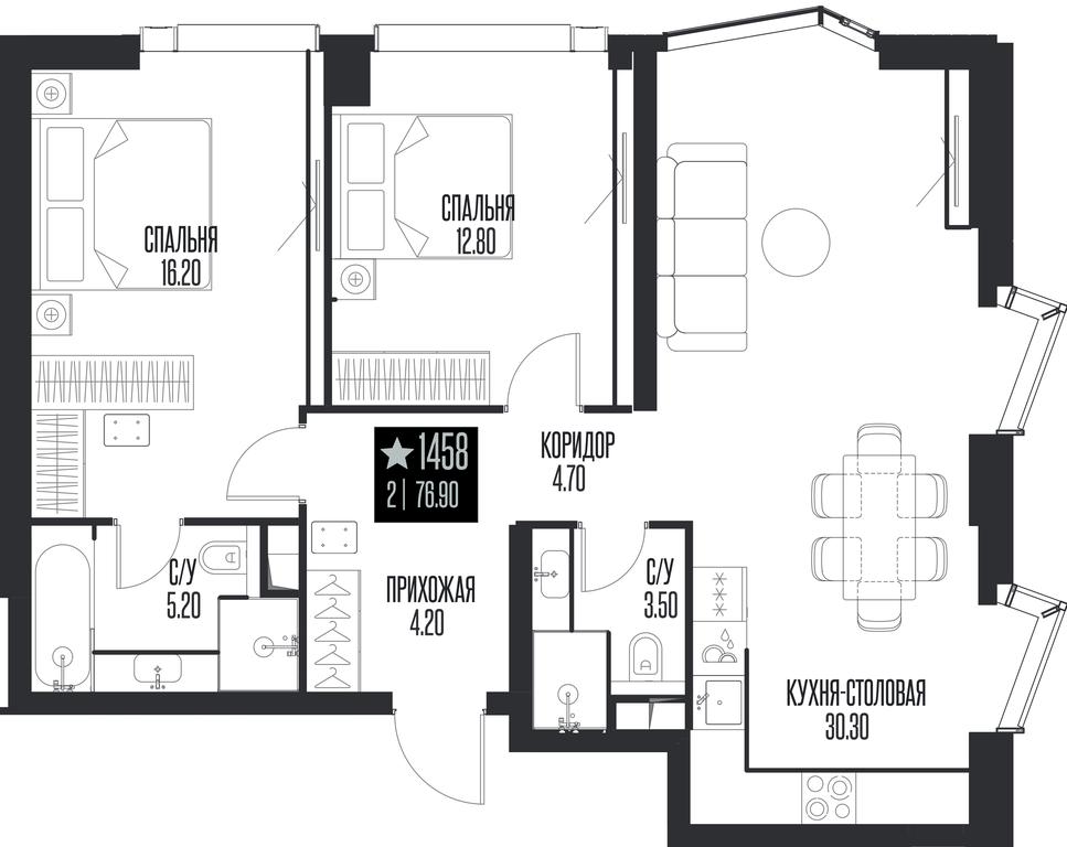 2-BD Apartment Sale, 76.9平方米 at Ice Towers, State Nature Reserve of Regional Significance Forest on the Samorodinka River, Moscow, Russia #1 2-BD Apartment Sale, 76.9平方米 at Ice Towers, State Nature Reserve of Regional Significance Forest on the Samorodinka River, Moscow, Russia #1