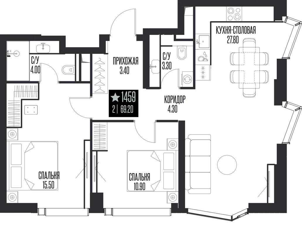 2-BD Apartment Sale, 69.2平方米 at Ice Towers, State Nature Reserve of Regional Significance Forest on the Samorodinka River, Moscow, Russia #1 2-BD Apartment Sale, 69.2平方米 at Ice Towers, State Nature Reserve of Regional Significance Forest on the Samorodinka River, Moscow, Russia #1
