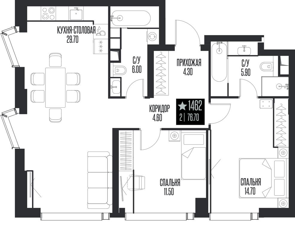 2-BD Apartment Sale, 76.7 sq. m. at Ice Towers, State Nature Reserve of Regional Significance Forest on the Samorodinka River, Moscow, Russia #1 2-BD Apartment Sale, 76.7 sq. m. at Ice Towers, State Nature Reserve of Regional Significance Forest on the Samorodinka River, Moscow, Russia #1