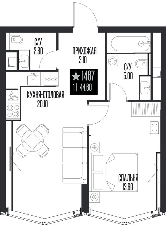 1-BD Apartment Sale, 44.6平方米 at Ice Towers, State Nature Reserve of Regional Significance Forest on the Samorodinka River, Moscow, Russia #1 1-BD Apartment Sale, 44.6平方米 at Ice Towers, State Nature Reserve of Regional Significance Forest on the Samorodinka River, Moscow, Russia #1